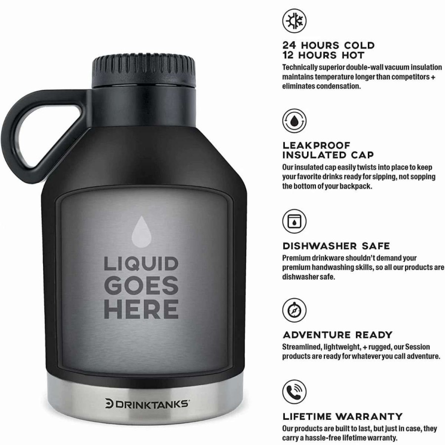 Cocktail & Bar * | New Drinktanks 32Oz Session Growler | Obsidian Black