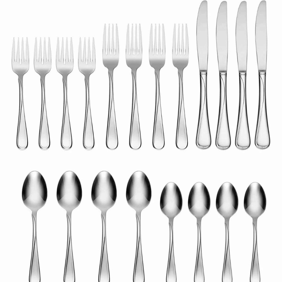 Flatware * | Discount Oneida 18/10 Stainless Steel 20-Piece Flatware Set | Flight Stainless Steel