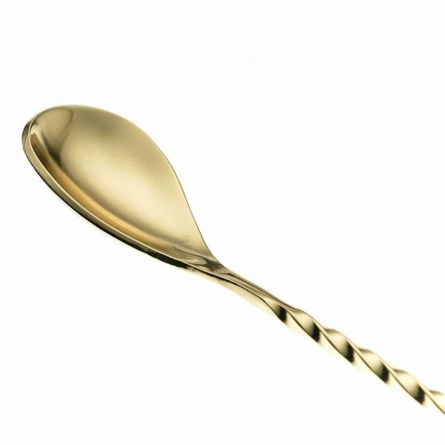 Cocktail & Bar * | Best Deal Mercer Barfly 19.6 Bar Spoon With Fork | Gold Plated Gold