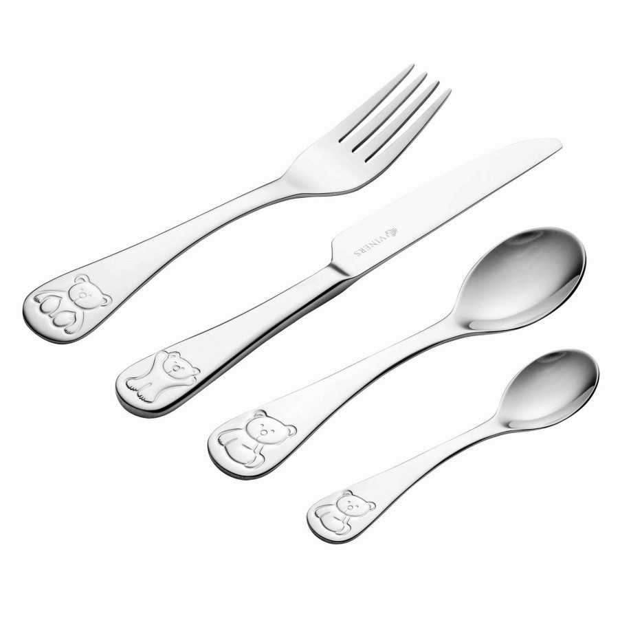 Flatware * | Top 10 Viners 4-Piece Kids Flatware Set Giftbox | Bertie Stainless Steel