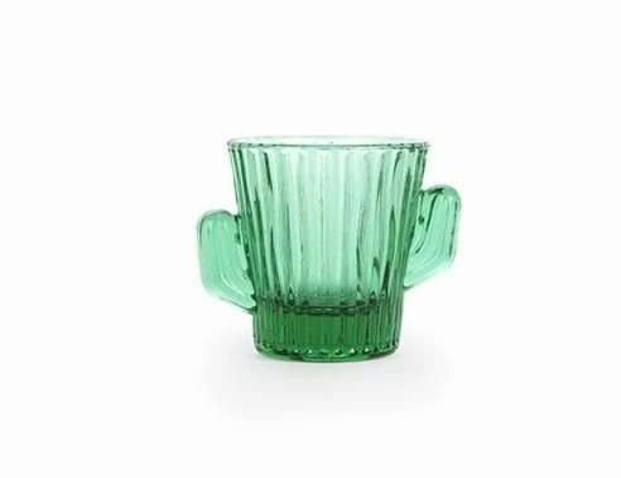 Cocktail & Bar * | Best Reviews Of Kikkerland Shot Glasses Set Of 4 | Cactus Green