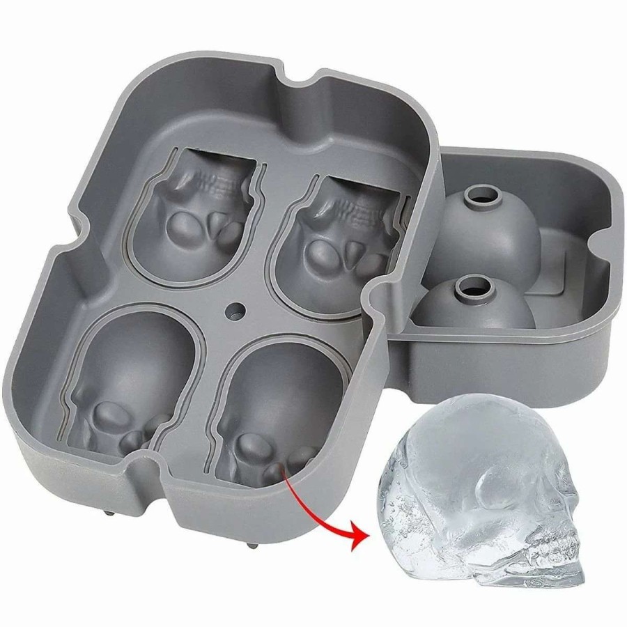 Cocktail & Bar * | Best Reviews Of Frieling Cranio Silicone Ice Cube Tray Gray