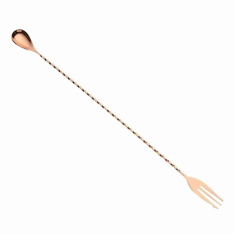 Cocktail & Bar * | New Mercer Barfly 15.75 Bar Spoon With Fork | Copper Plated Copper