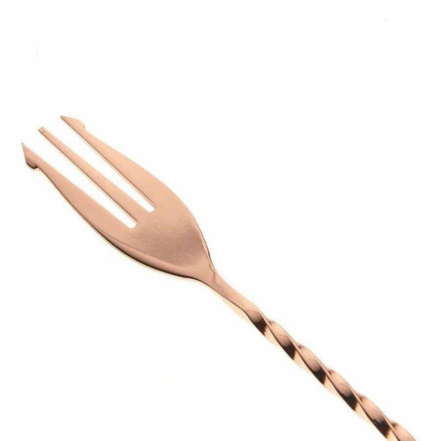 Cocktail & Bar * | New Mercer Barfly 15.75 Bar Spoon With Fork | Copper Plated Copper