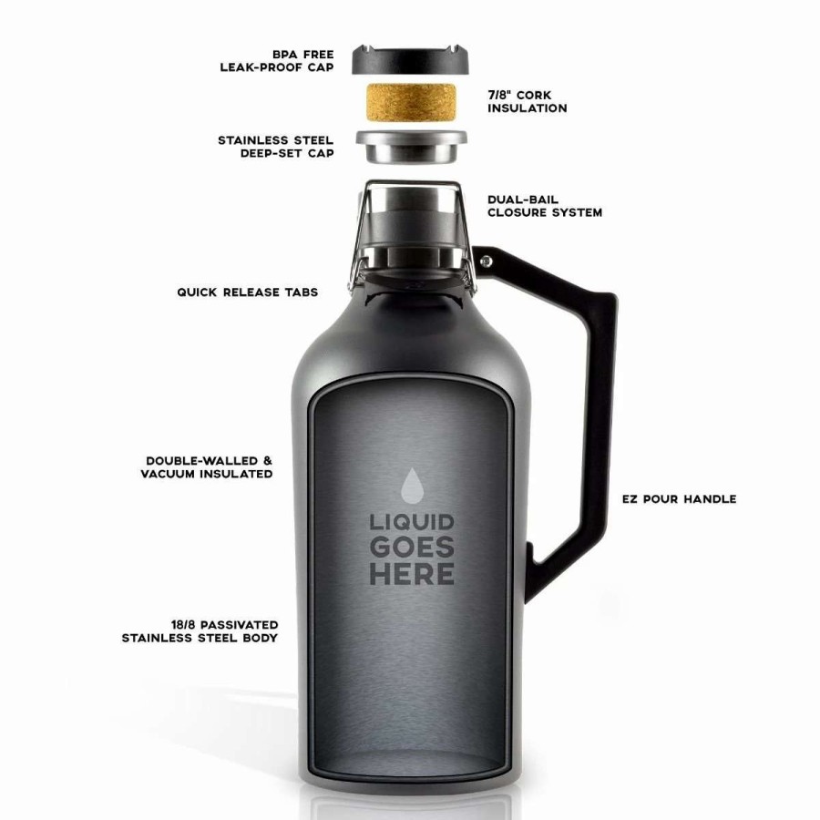 Cocktail & Bar * | Hot Sale Drinktanks 64Oz Craft Growler | Slate Gray