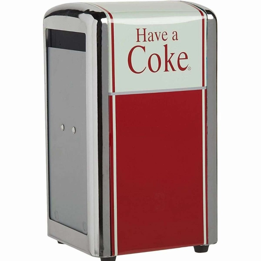 Dining Accessories * | Flash Sale Tablecraft Coca-Cola Full Size Napkin Dispenser Red, White