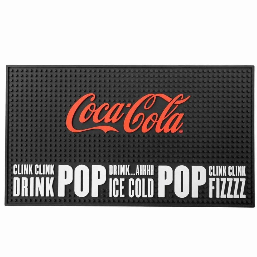 Cocktail & Bar * | Best Reviews Of Tablecraft 18 X 10 Coca-Cola Rectangular Bar Mat Black