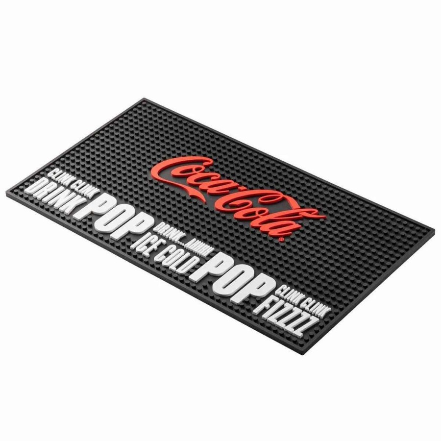 Cocktail & Bar * | Best Reviews Of Tablecraft 18 X 10 Coca-Cola Rectangular Bar Mat Black