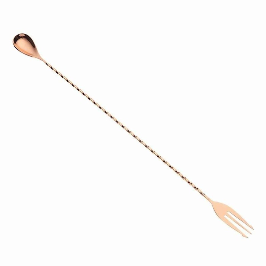 Cocktail & Bar * | Best Sale Mercer Barfly 12.4 Bar Spoon With Fork | Copper Plated Copper