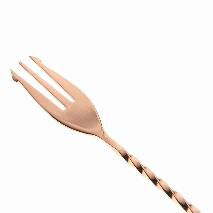 Cocktail & Bar * | Best Sale Mercer Barfly 12.4 Bar Spoon With Fork | Copper Plated Copper