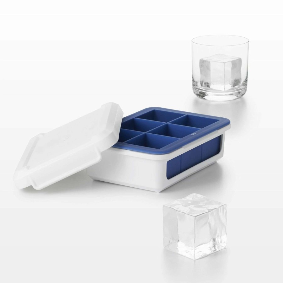 Cocktail & Bar * | Best Pirce Oxo Good Grips Covered Ice Cube Tray | Large Cubes Blue, White