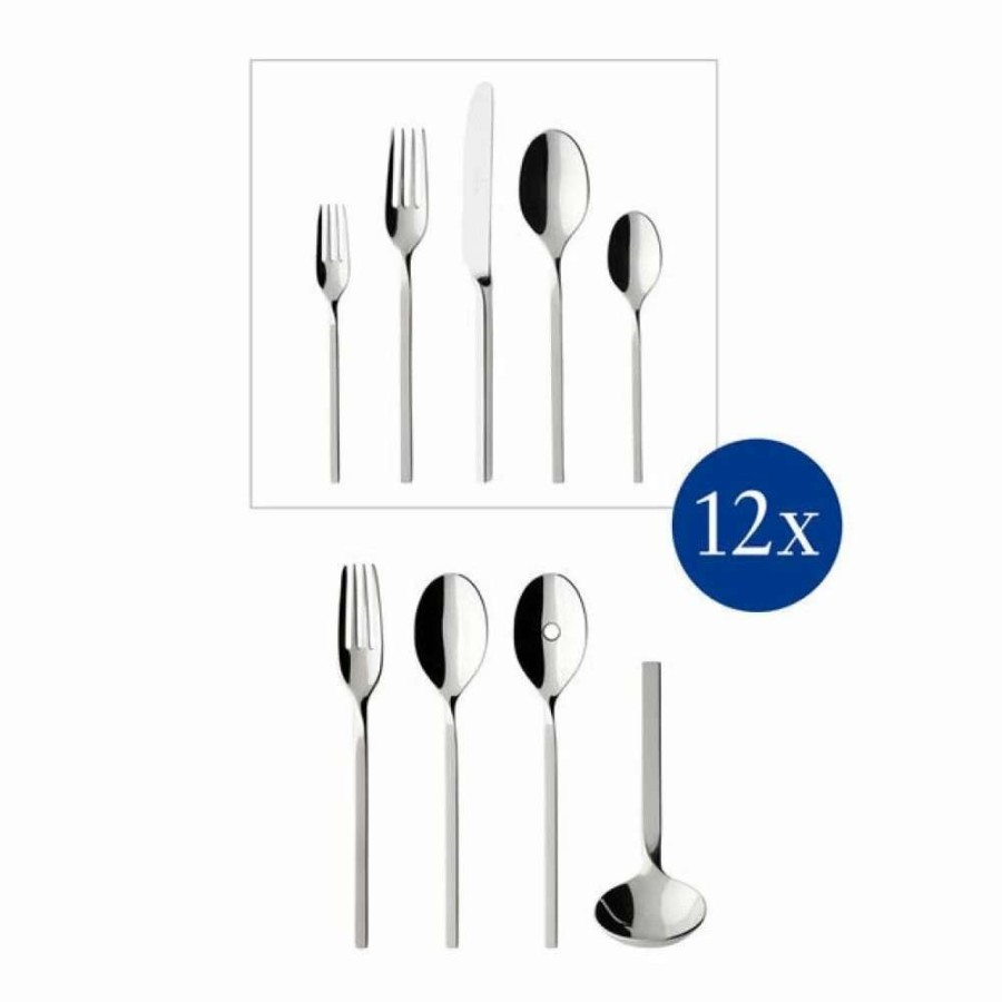 Flatware * | Top 10 Villeroy & Boch 64-Piece Stainless Steel Flatware & Serving Set | New Wave Stainless Steel