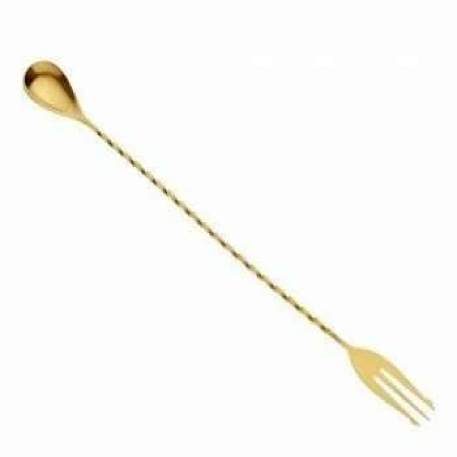 Cocktail & Bar * | Best Pirce Mercer Barfly 12.4 Bar Spoon With Fork | Gold Plated Gold