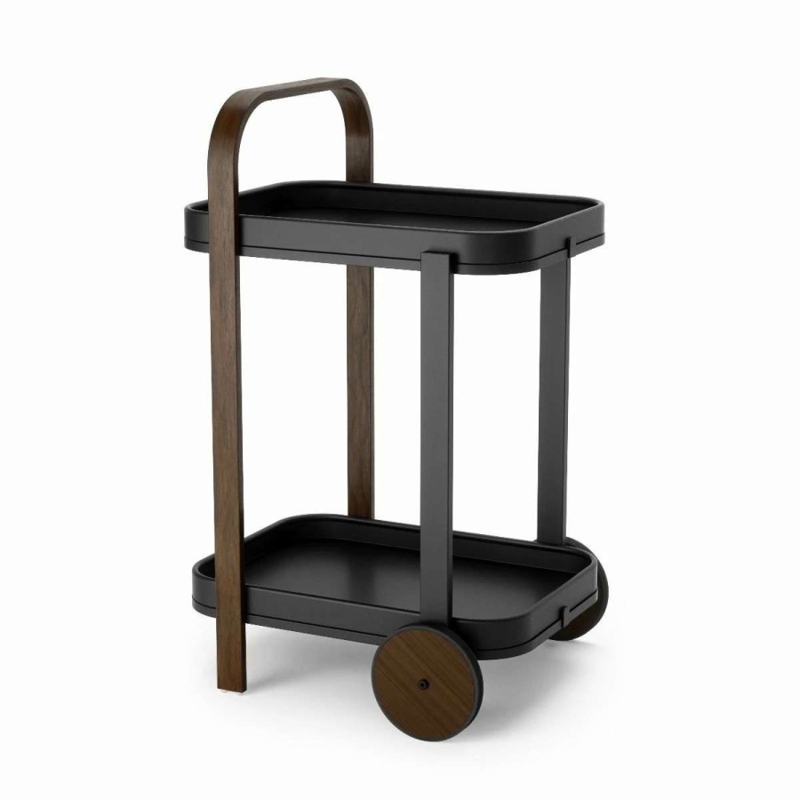 Cocktail & Bar * | Brand New Umbra Bellwood Bar/Serving Cart | Black Walnut Black, Brown