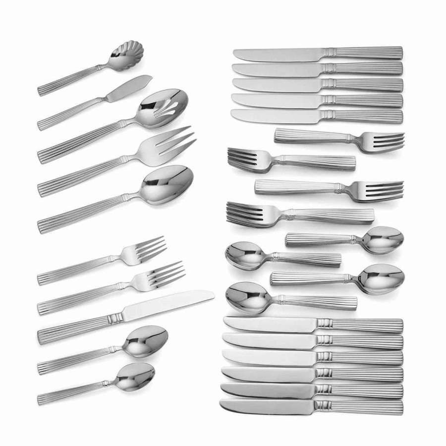 Flatware * | Cheapest Reed & Barton Legacy Collection 65 Pc Crescendo Ii Flatware Set Silver