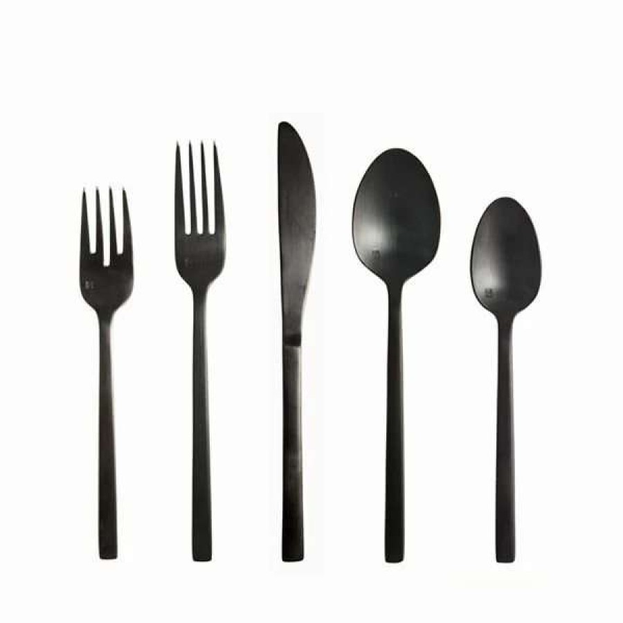 Flatware * | Buy Fortessa Arezzo 5Pc Flatware Place Setting Brushed Black Black