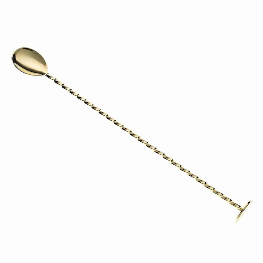 Cocktail & Bar * | Deals Mercer Barfly 11.8 Bar Spoon With Muddler | Gold Plated Gold