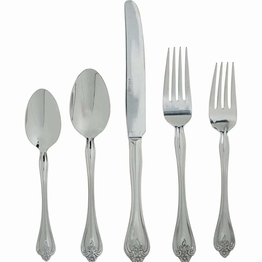 Flatware * | Outlet Oneida 18/10 Stainless Steel 45-Piece Flatware Set | Boutonniere Stainless Steel