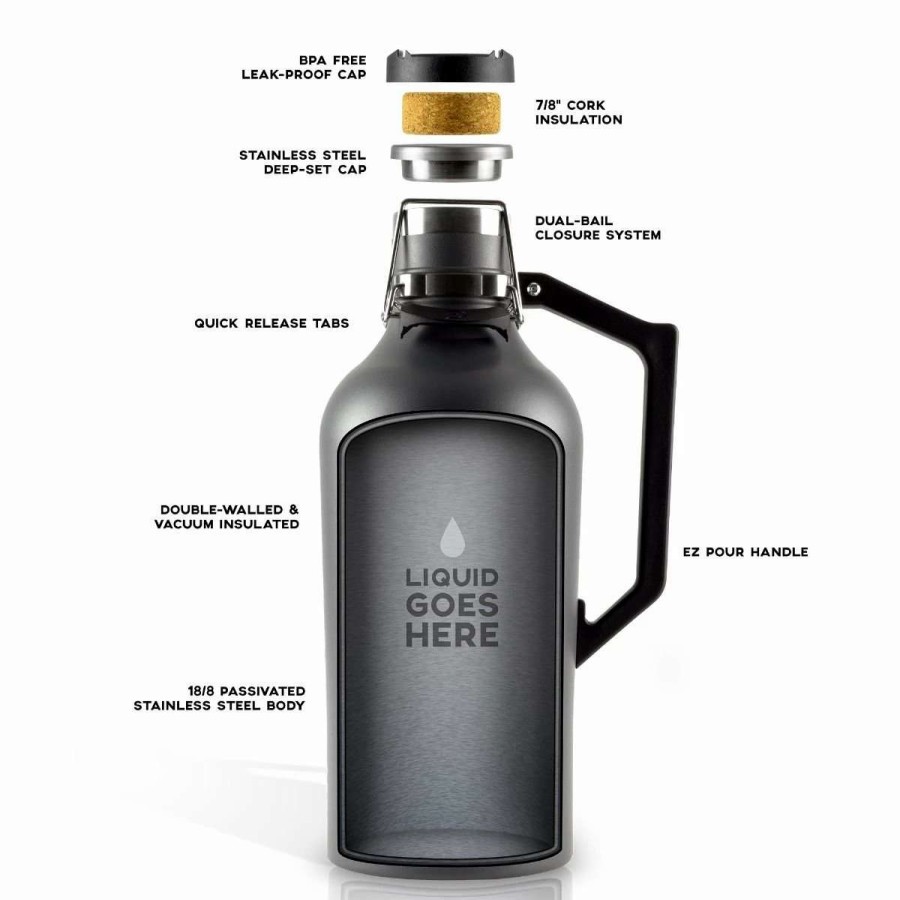 Cocktail & Bar * | Deals Drinktanks 128Oz Craft Growler | Obsidian Black