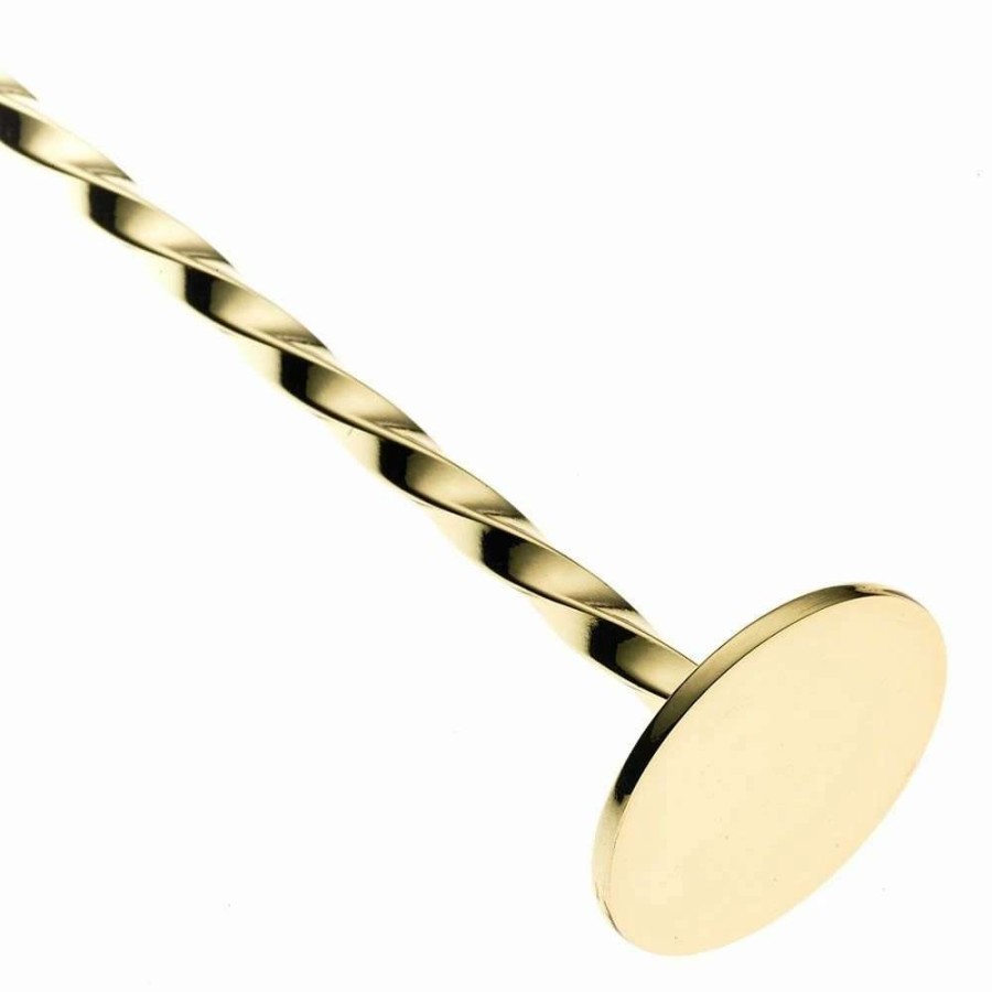 Cocktail & Bar * | Flash Sale Mercer Barfly 15.75 Bar Spoon With Muddler | Gold Plated Steel