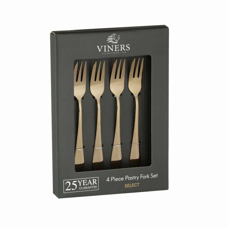 Flatware * | Best Deal Viners Select 4-Piece Pastry Fork Set | Copper Copper