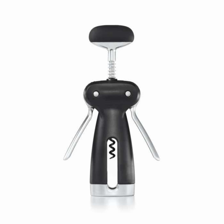 Cocktail & Bar * | Outlet Oxo Steel Winged Corkscrew + Removable Foil Cutter Black