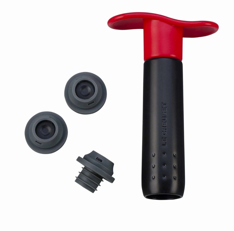 Cocktail & Bar * | Cheapest Le Creuset Wine Pump + 3 Stoppers | Cerise/Cherry Red Red