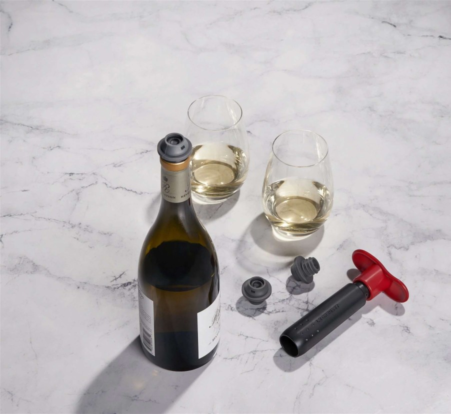 Cocktail & Bar * | Cheapest Le Creuset Wine Pump + 3 Stoppers | Cerise/Cherry Red Red