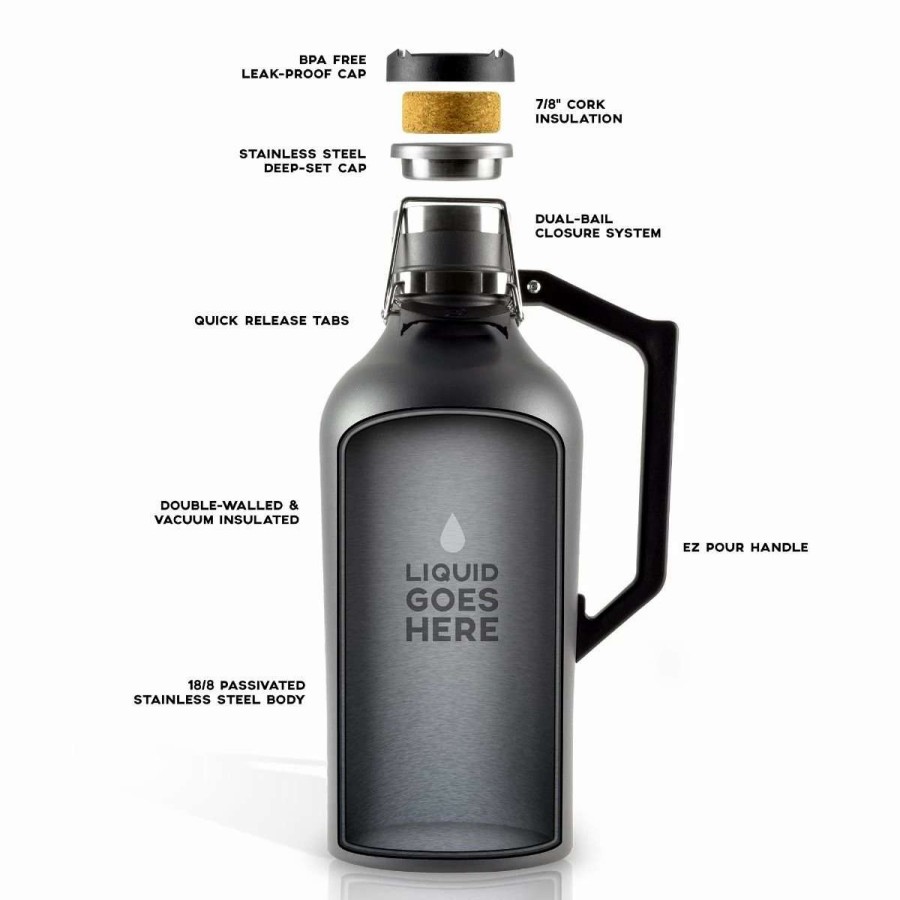 Cocktail & Bar * | Top 10 Drinktanks 64Oz Craft Growler | Obsidian Black