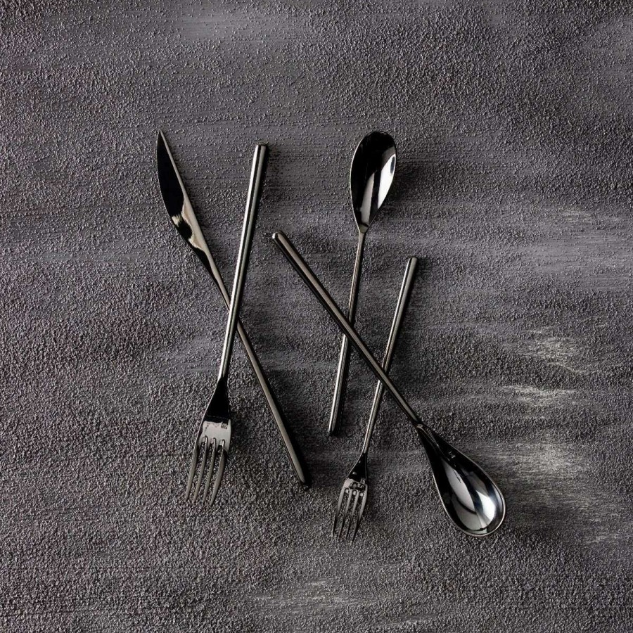 Flatware * | Wholesale Fortessa Dragonfly 5Pc Place Setting | Black Black