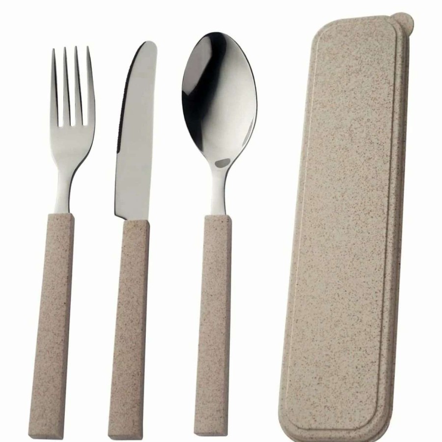 Flatware * | Best Reviews Of Viners Organic 3-Piece On The Go Cutlery Set & Case Brown