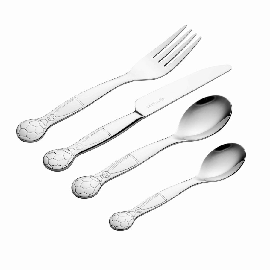 Flatware * | Hot Sale Viners 4-Piece Kids Flatware Set Giftbox | On The Ball Stainless Steel