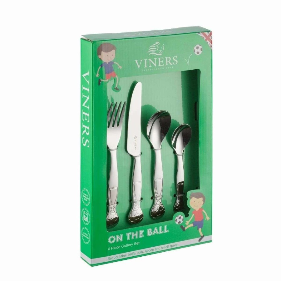 Flatware * | Hot Sale Viners 4-Piece Kids Flatware Set Giftbox | On The Ball Stainless Steel