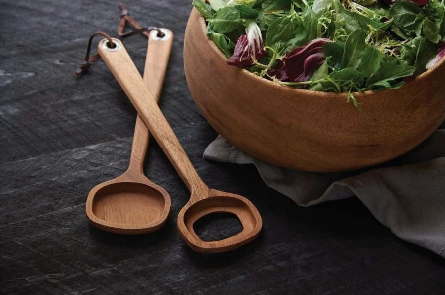 Flatware * | Coupon Ironwood Gourmet Nordic Salad Serving Spoons By Fox Run Wood