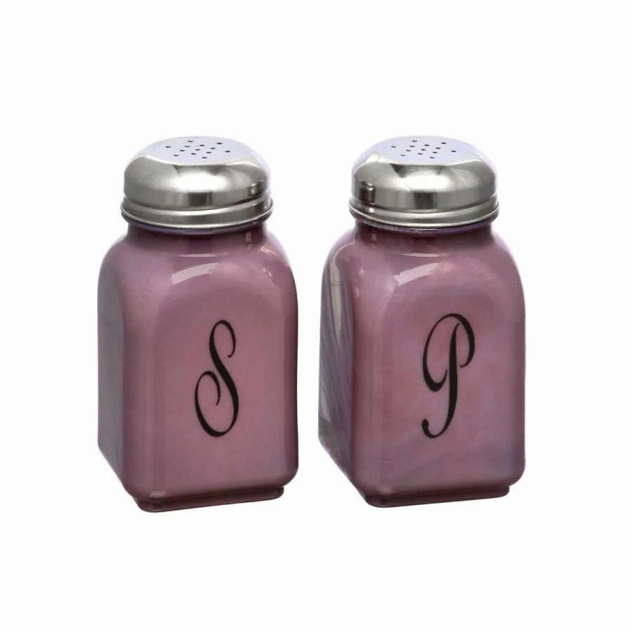 Dining Accessories * | New Mosser Glass Monogram Salt & Pepper Set | Eggplant Black, Purple