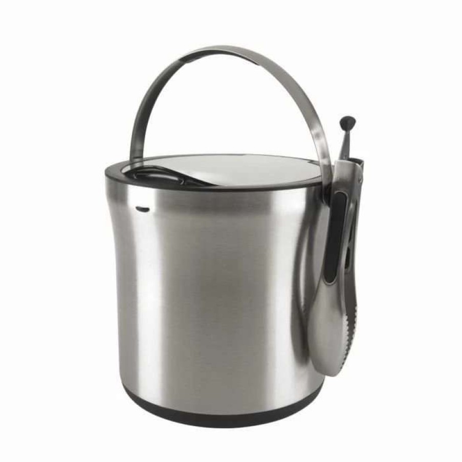 Cocktail & Bar * | Brand New Oxo Steel Ice Bucket & Tong Set Stainless Steel