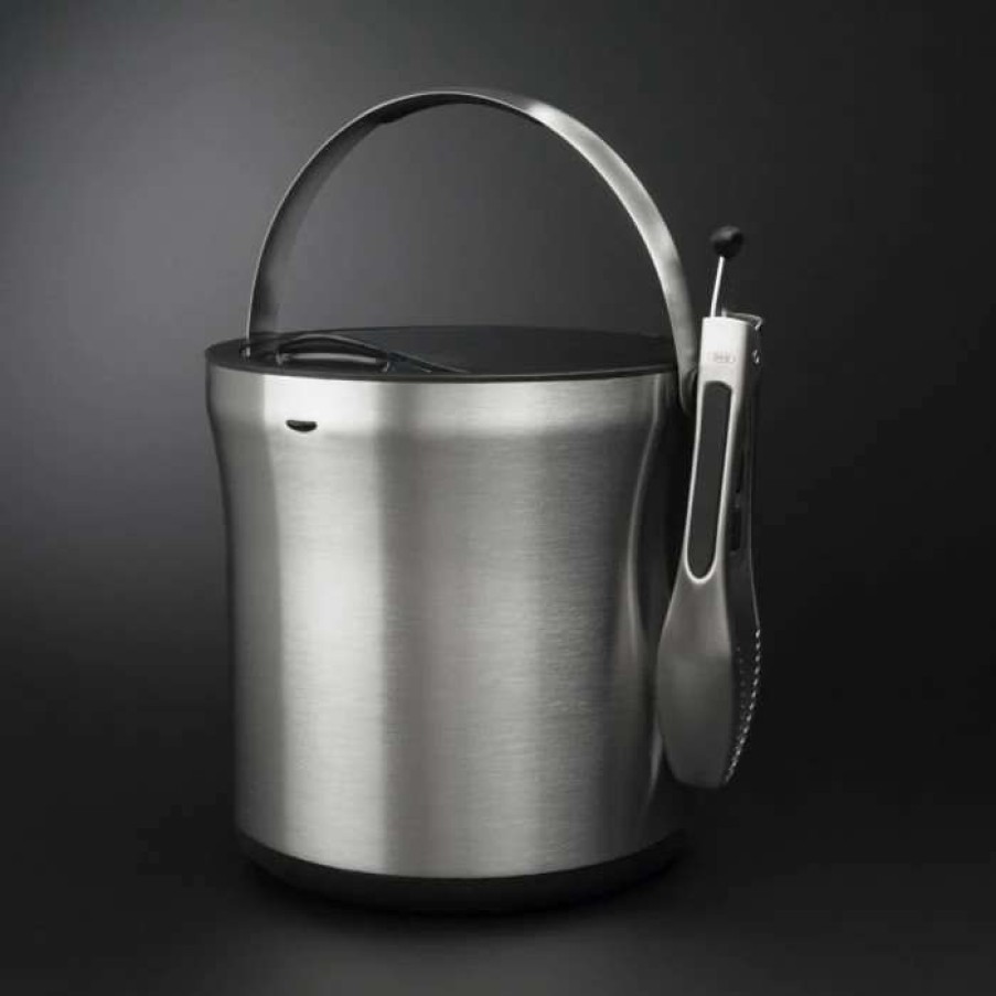 Cocktail & Bar * | Brand New Oxo Steel Ice Bucket & Tong Set Stainless Steel