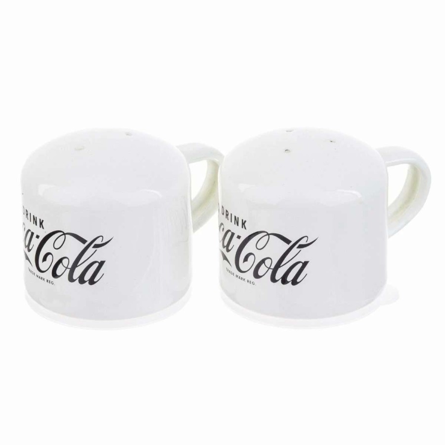 Dining Accessories * | New Tablecraft 4Oz Coca-Cola Enamel Salt & Pepper Shakers White