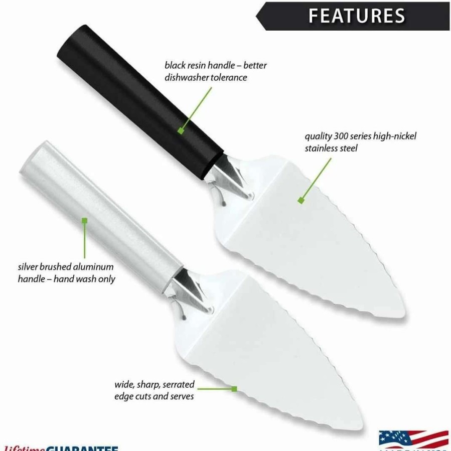 Flatware * | Deals Rada Cutlery Serrated Pie Server | Black Stainless Steel