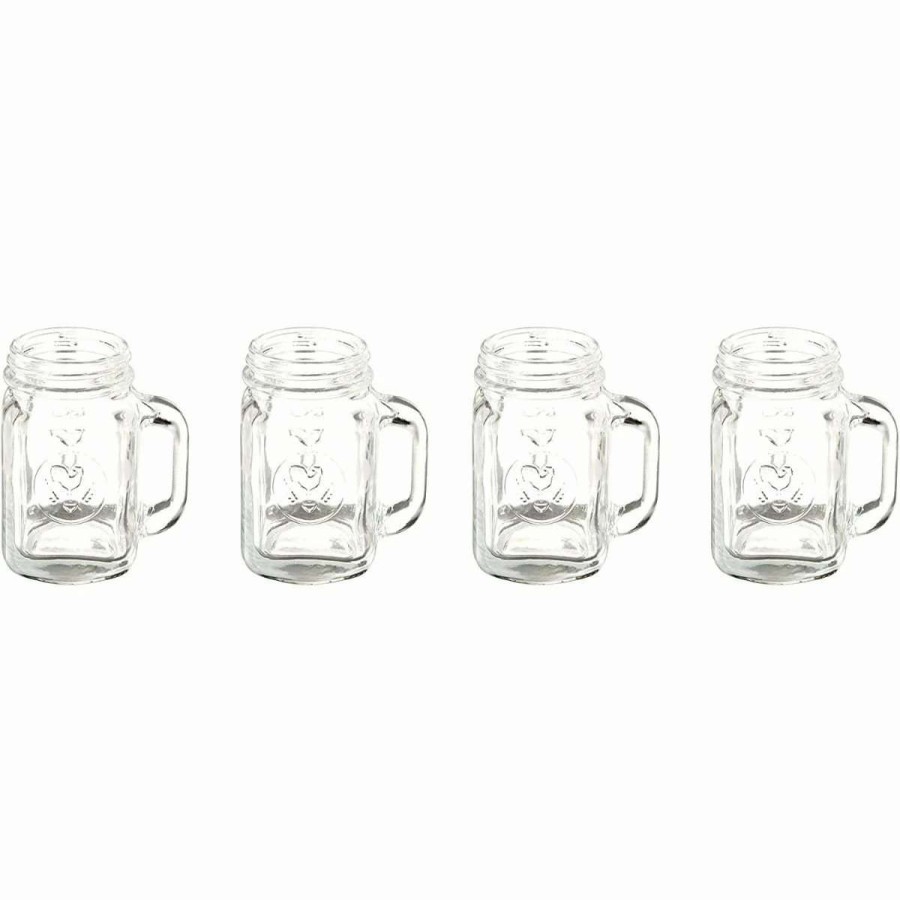 Cocktail & Bar * | Cheap Kikkerland Shot Glasses Set Of 4 | Mason Jars Clear