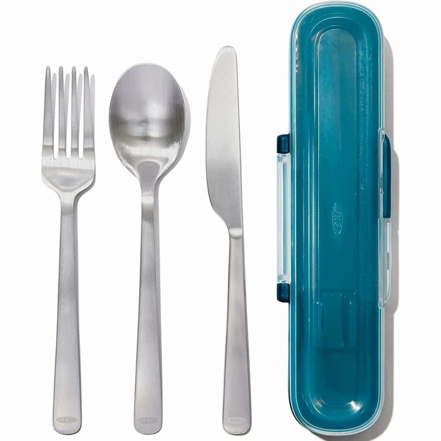 Flatware * | Best Deal Oxo Good Grips Prep & Go Stainless Steel Utensil Set With Case Blue, Clear