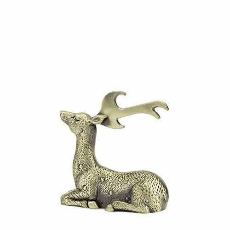 Cocktail & Bar * | Discount True Rustic Holiday Gilded Deer Bottle Opener Gold