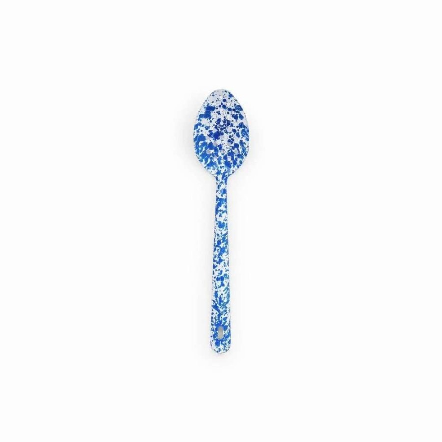 Flatware * | Deals Crow Canyon Home Crow Canyon Enameled Slotted Spoon Blue Marble Blue