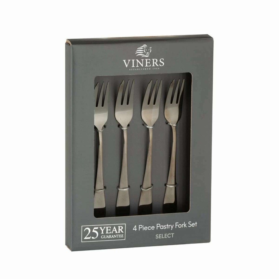 Flatware * | Cheapest Viners Select 4-Piece Pastry Fork Set | Grey Gray