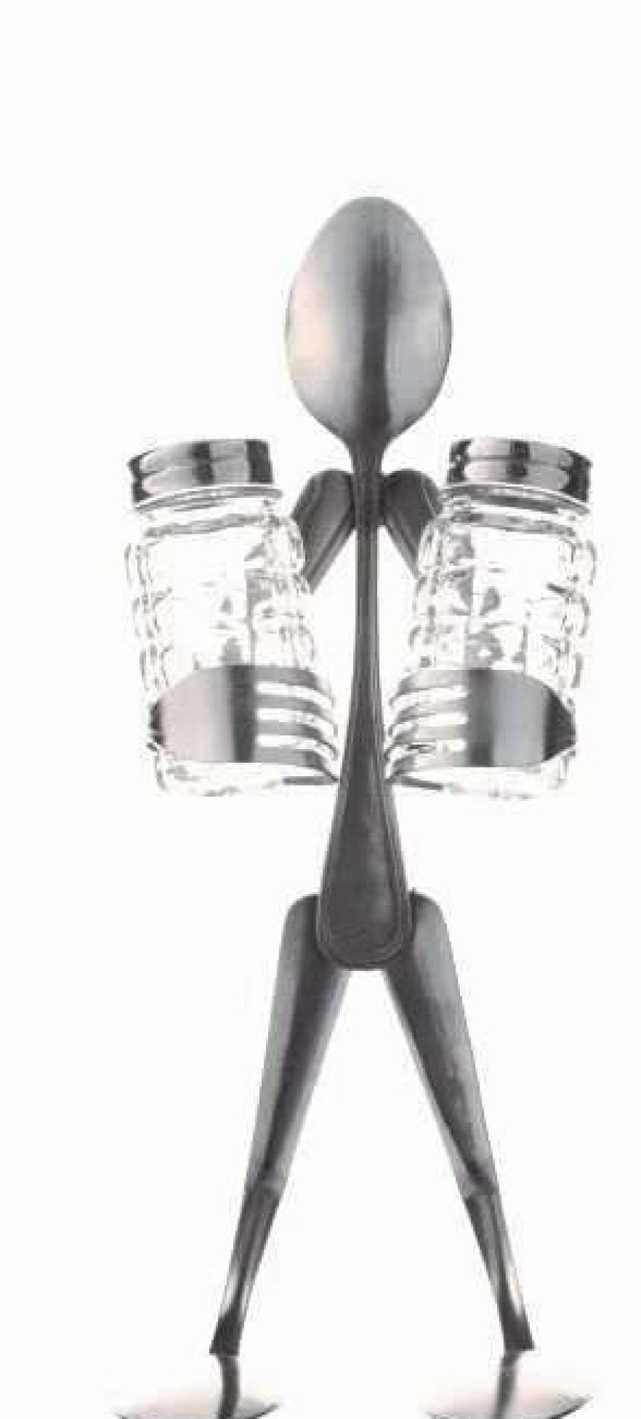 Dining Accessories * | New Forked Up Art Salt & Pepper Holder Spoon Art Figurine Silver