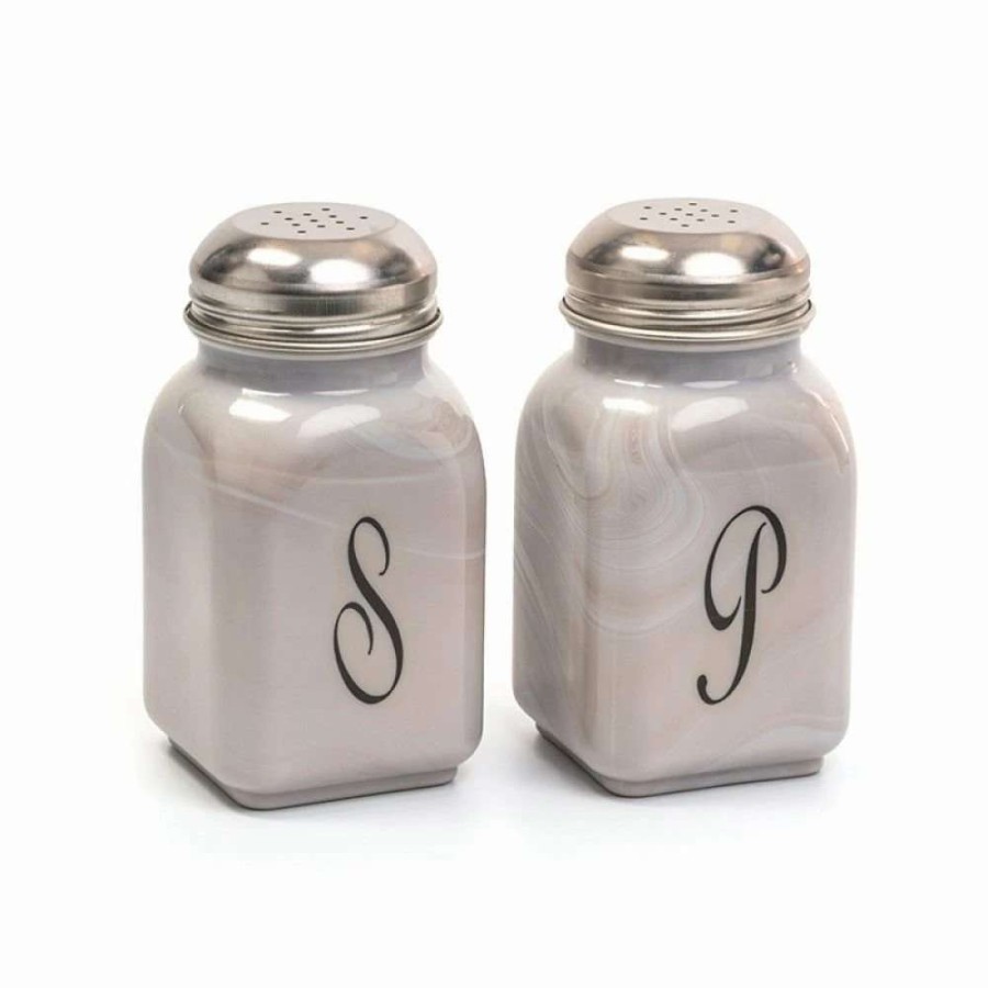 Dining Accessories * | Best Reviews Of Mosser Glass Monogram Salt & Pepper Set | Marble Black, Grey